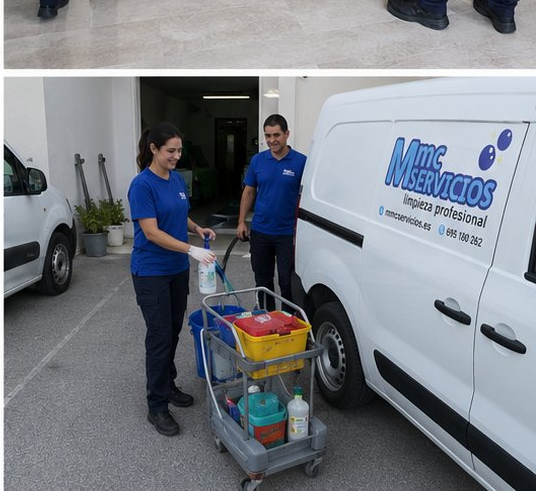 Personal de limpieza MMC Servicios en acción